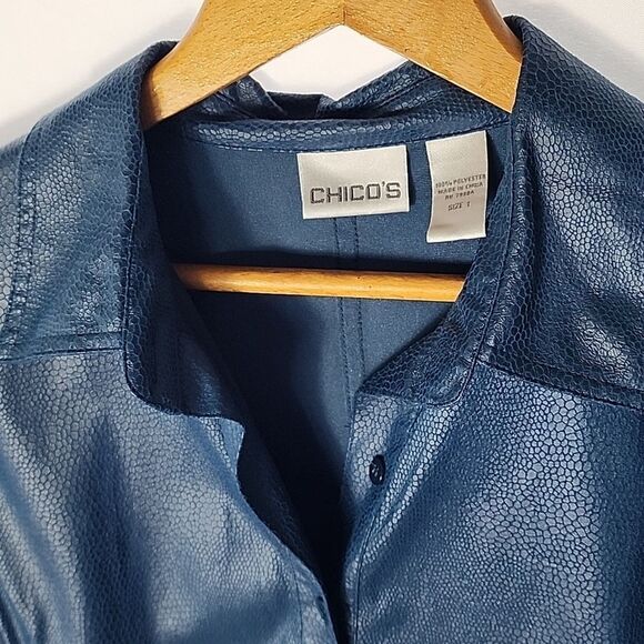 Faux Snakeskin Button Up Shirt Shacket With Pockets - Picture 1 of 12
